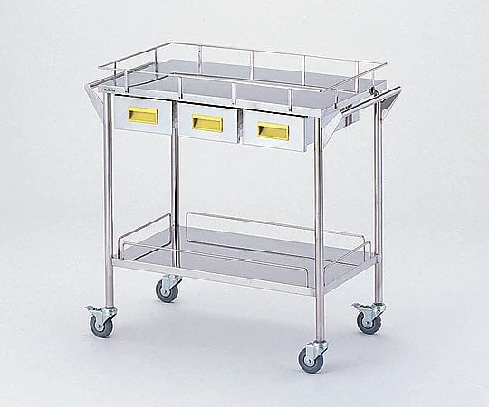 Storage Stainless Steel Cart, 2 Tiers, Yellow (Width 750mm/3 Drawers) CHW-2H-Y 1 Unit