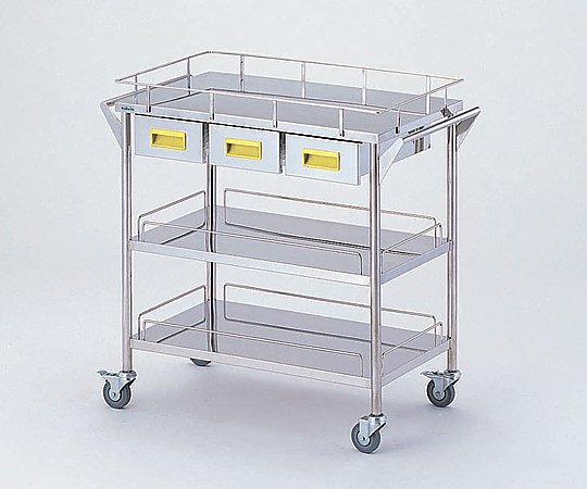 Storage Stainless Steel Cart, 3 Tiers, Yellow (Width 750mm/3 Drawers) CHW-3H-Y 1 Unit