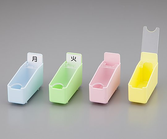 Combination medication box with lid, small, green, 1 piece