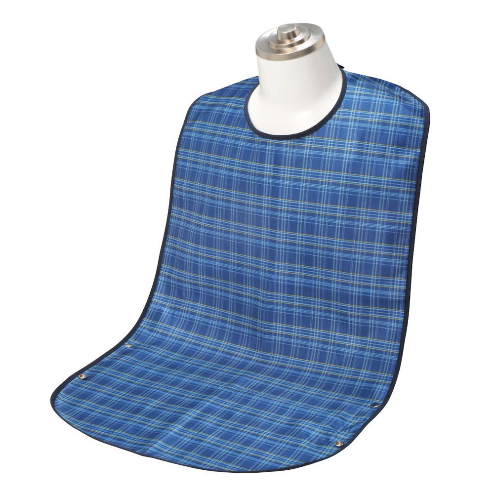 食事用エプロン ソフラピレンチェック2WAYタイプ ブルー　102280 1枚