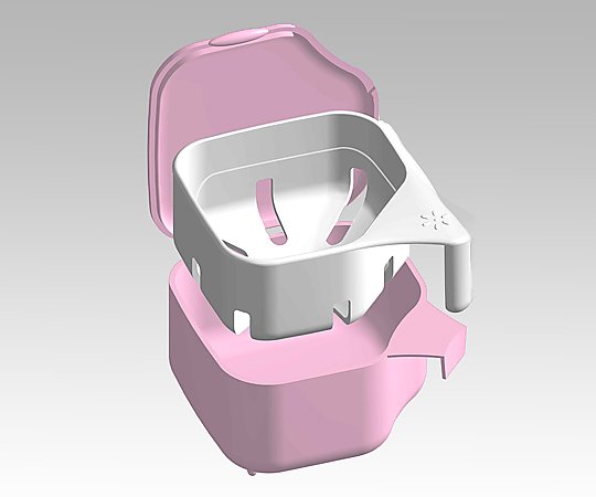 Denture cleaning cup, pink, K-7012, 1 piece