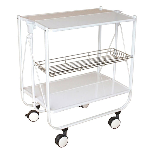 Handy Side Cart, Foldable, with Mesh Shelf, White, 690 x 400 x 730mm, FSC-0201-CH, 1 pc