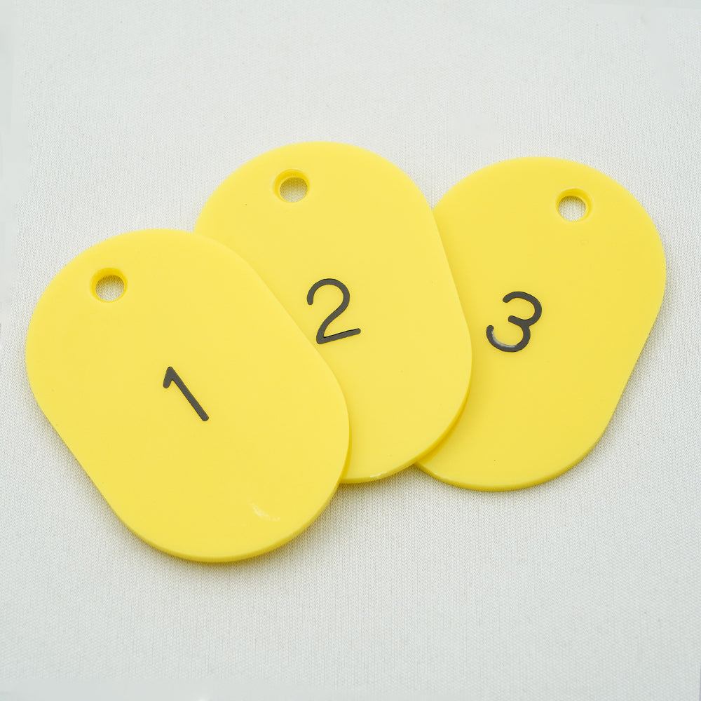 番号札 大(41×60mm) 番号入り イエロー 1組(50枚入)