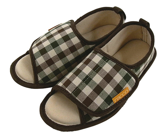 ルームシューズ（RACCO（ラッコ）ハグ） 25～26 チェック／グリーン　310074 1足