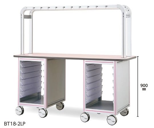 Infusion workbench (face-to-face type, compatible with Altia tray standard 2 rows) 1800 x 900 x 1650 Pink BT18-2LP 1 unit
