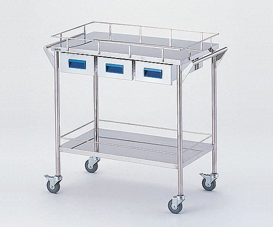 Storage Stainless Steel Cart, 2 Tiers, Blue (Width 750mm/3 Drawers) CHW-2H 1 Unit