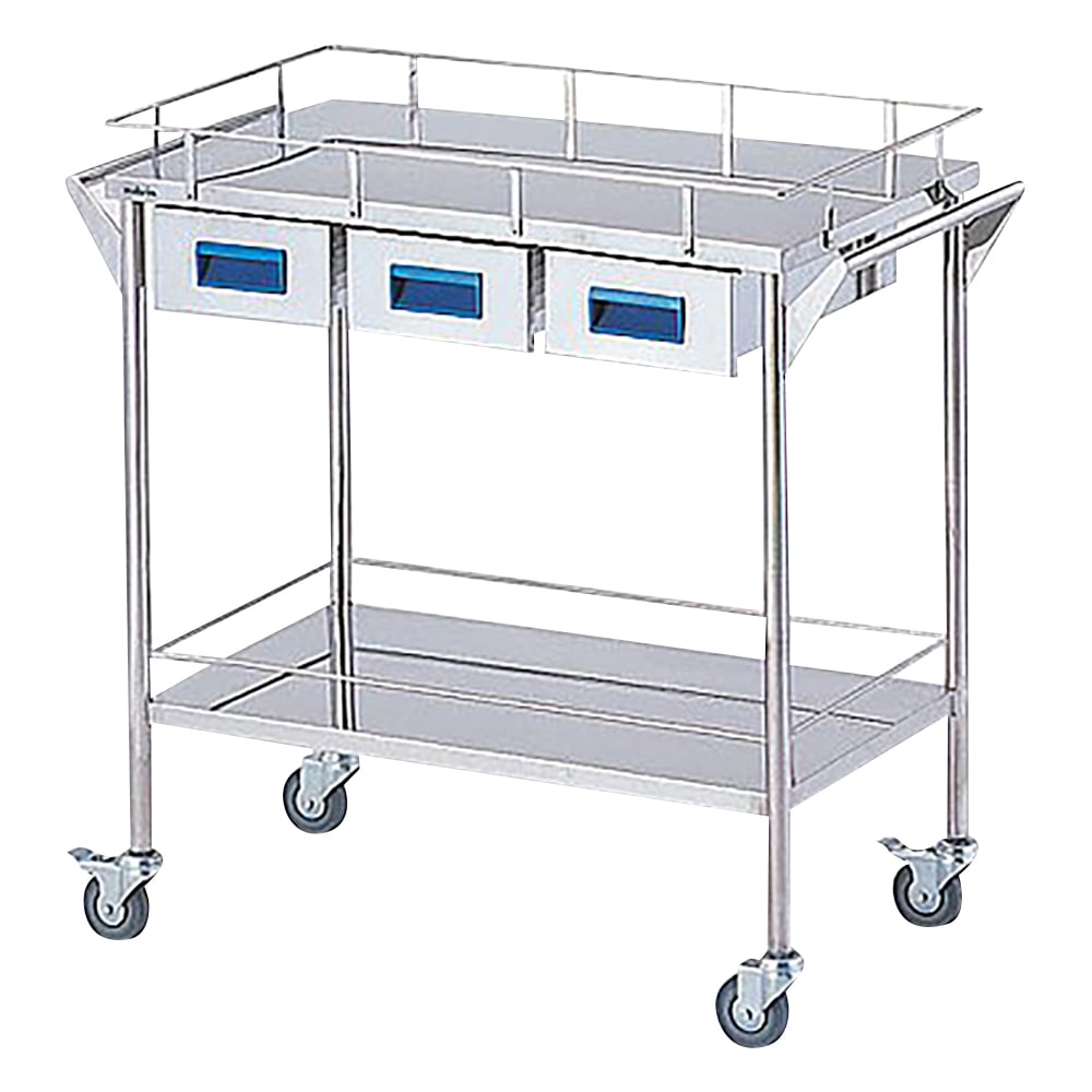 Storage Stainless Steel Cart, 2 Tiers, Blue (Width 750mm/3 Drawers) CHW-2H 1 Unit
