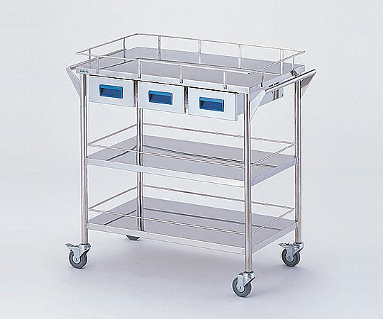 ストレージステンレスカート 3段 ブルー  (幅750mm/引き出し3個)　CHW-3H 1台