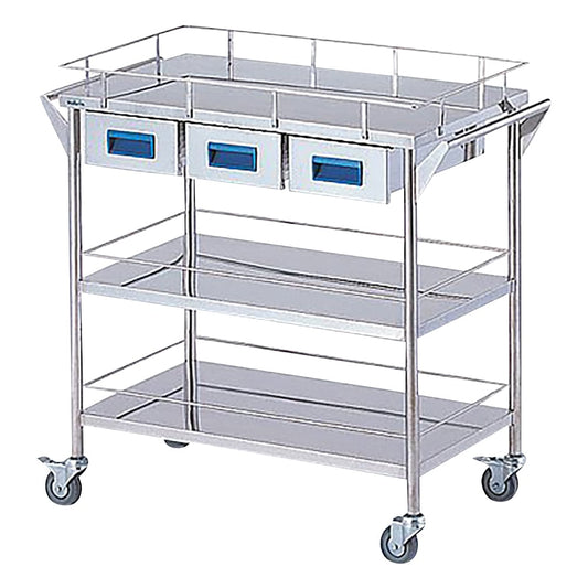 스토리지 스테인레스 스틸 카트 3 단 블루 (폭 750mm / 서랍 3 개) CHW-3H 1 대