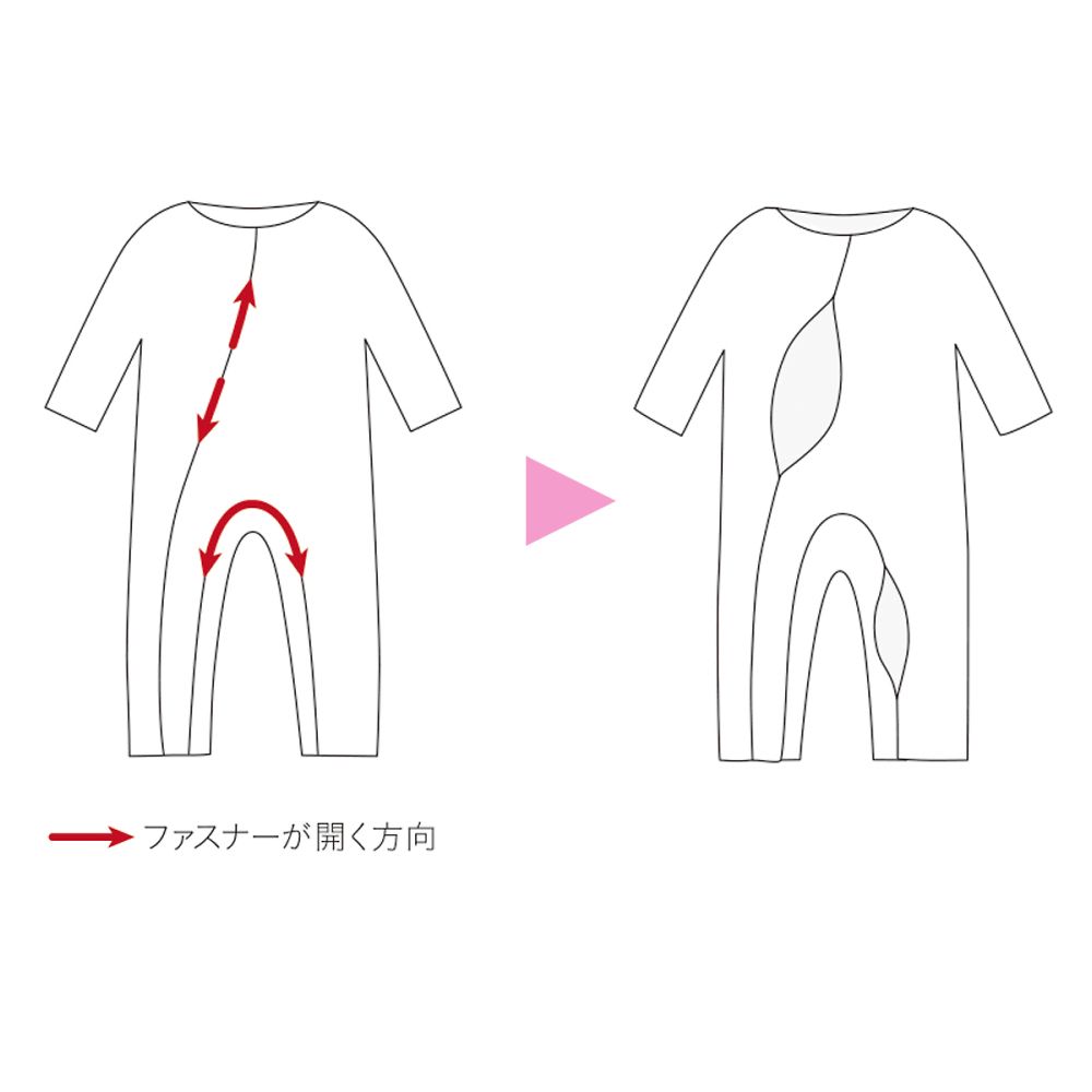 ソフトケアねまき両開きファスナー スリーシーズン だいだい M　106423 1枚