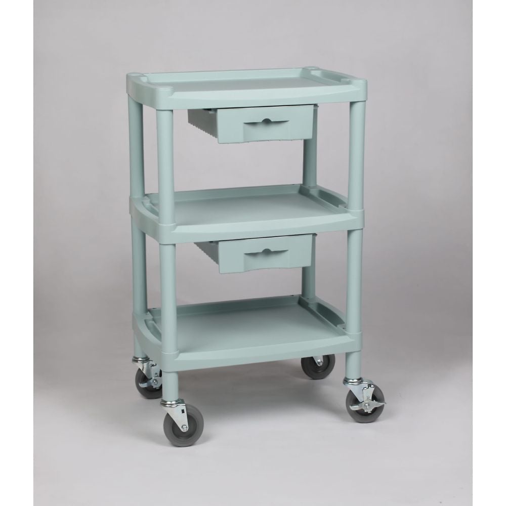 プラスチックワゴン3段 引出し2個付き 560×385×825mm　Y101K 1台