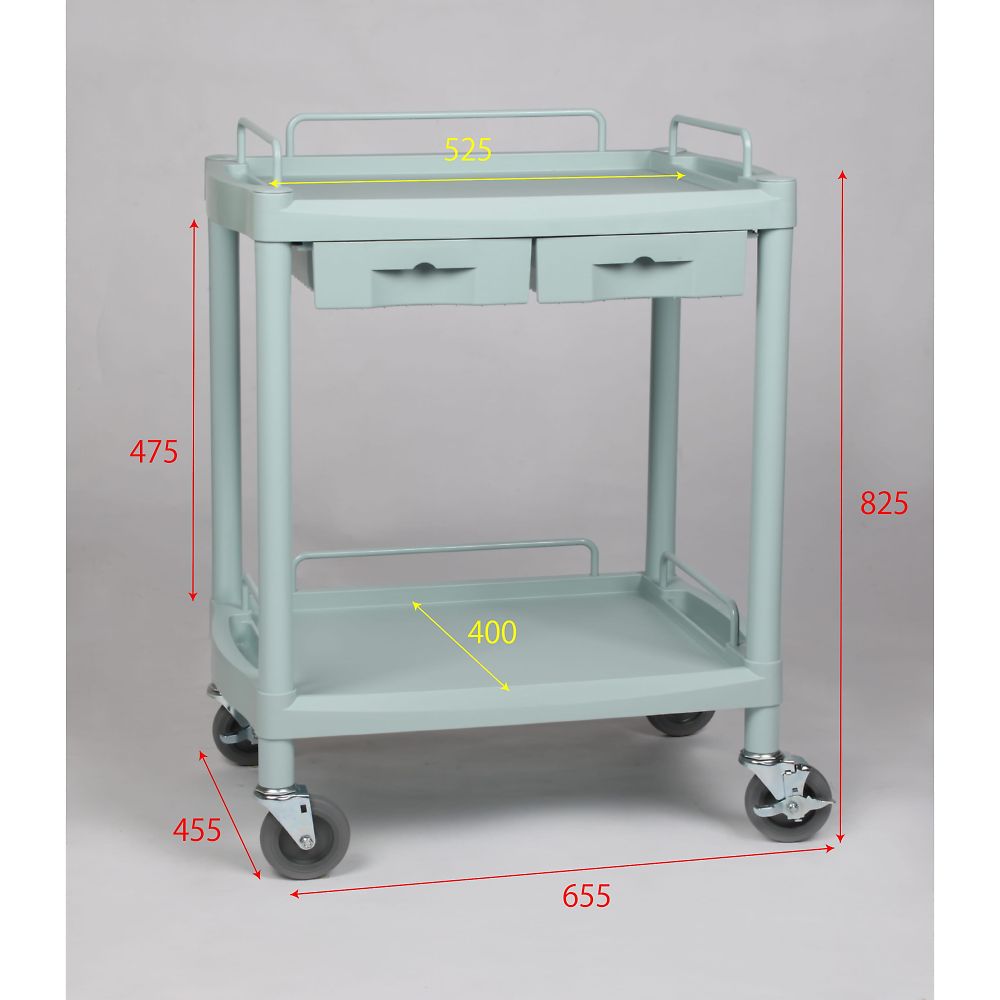 Plastic Cart 2 Tiers with 2 Drawers 655 x 455 x 825mm Y201G 1 Unit