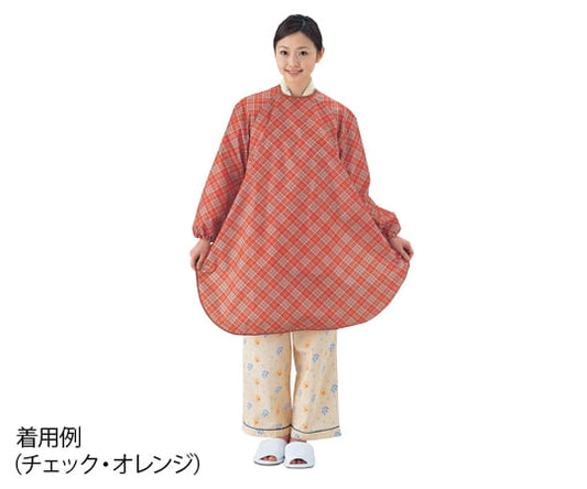 食事前掛（袖付・超はっ水タイプ） チェック・オレンジ　1040 1枚