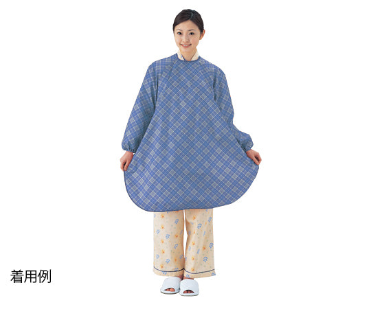 식사 앞걸이(소매 첨부・초하수 타입) 체크・네이비 1040 1장