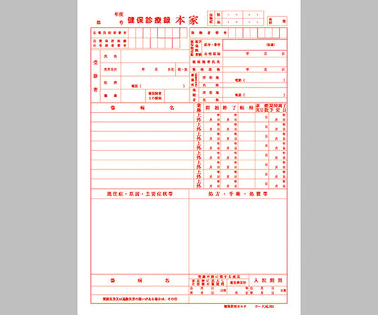 健保カルテ B5サイズ 1袋（100枚入）　1号紙 301 1袋(100枚入)