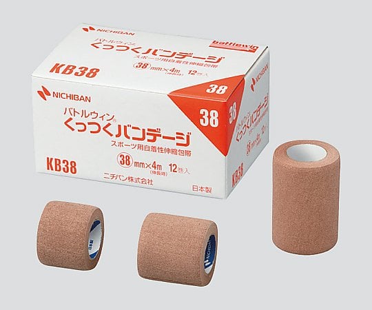 自着性伸縮包帯（くっつくバンテージ） 38mm×4m 1箱（12巻入）　KB38 1箱(12巻入)