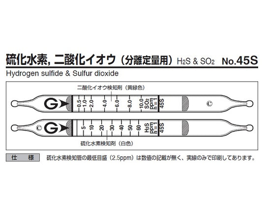 Gas detector tube Hydrogen sulfide, sulfur dioxide 45S 1 piece