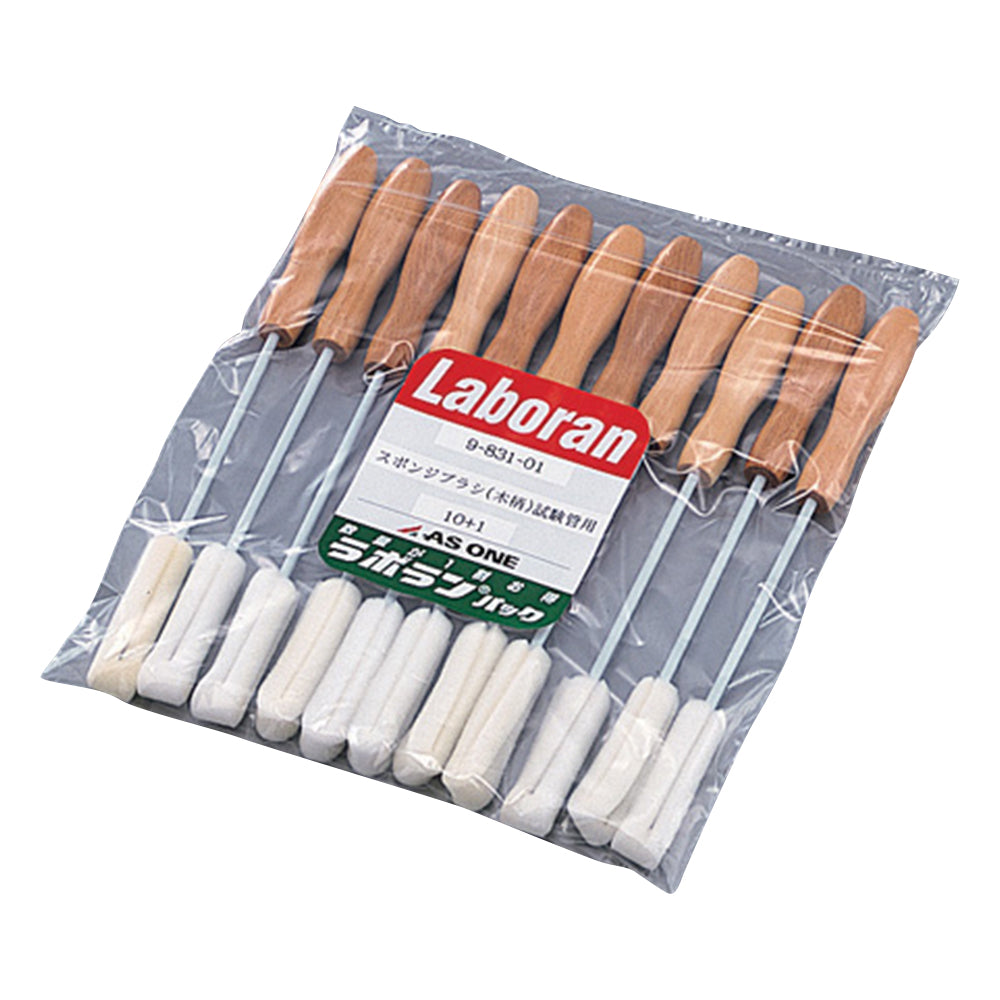 Labolan(R) Sponge Brush (Wooden Handle) for Test Tubes, 11 Pieces, 1 Bag (11 Pieces)