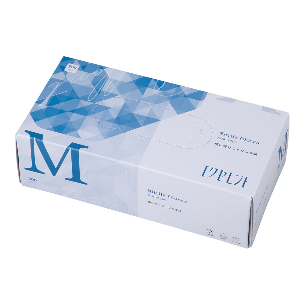 Excellent Nitrile Gloves Medium Blue 1 box (200 pieces) NBR-2600 1 box (200 pieces)