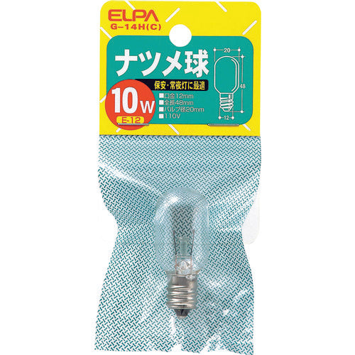 ＥＬＰＡ　ナツメ球　Ｅ１２　消費電力１０Ｗ　クリア　G-14H(C)　1 個