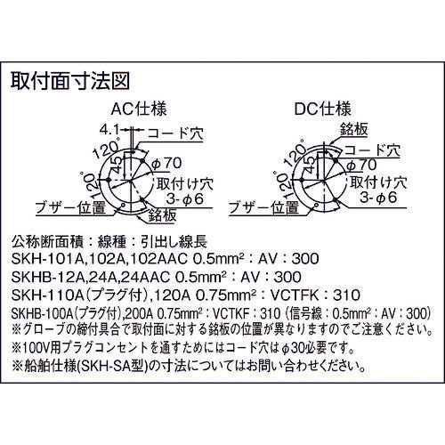 パトライト　ＳＫＨ−Ａ型　小型回転灯　Φ１１８　オールプラスチックタイプ　色：赤　SKH-101A-R　1 台