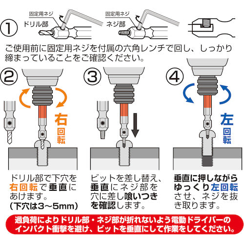 アネックス　なめたネジはずしビット１本組　Ｍ２．５〜３ネジ用　全長６５ｍｍ　ANH-165　1 Ｓ