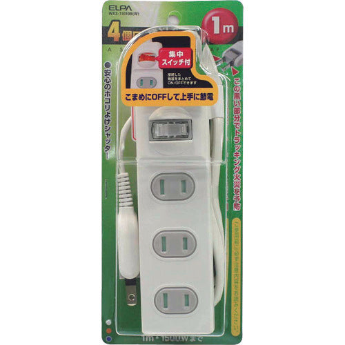 ＥＬＰＡ　１ＳＷ扉付タップ４Ｐ１Ｍ　WBS-T4010B(W)　1 個