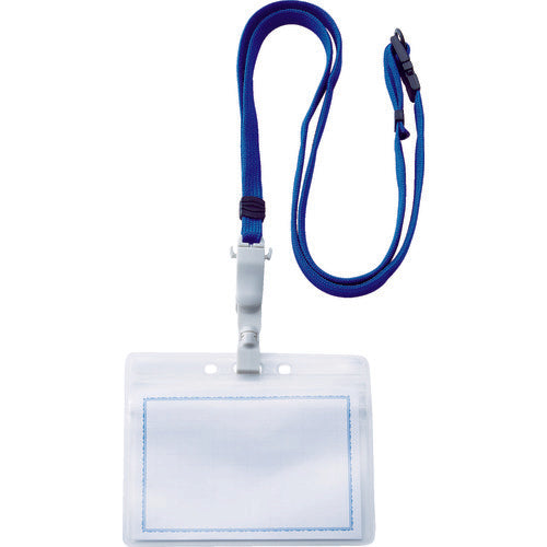TRUSCO Rotating Name Badge, Soft Type, with Strap, 100 x 70 mm (Extra Large), Blue, TTNF-L31-B, 1 pc