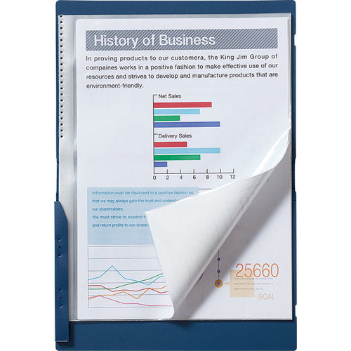 KING JIM Bi-fold Clear File Compact 5 Pocket Navy 5894S-NY 1 pc