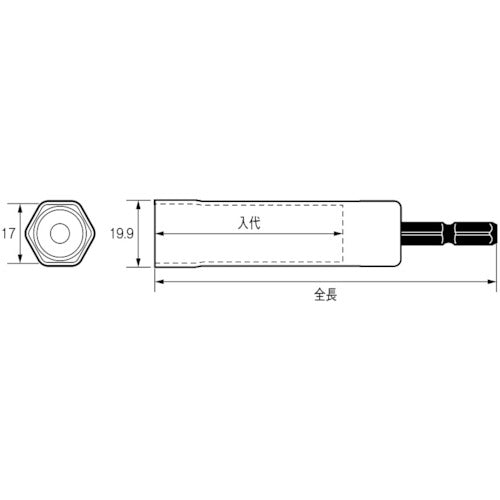 ＶＥＳＳＥＬ　レースウェイソケット　ＫＡＲ２０１７１０　対辺１７　全長１００ｍｍ　KAR201710　1 個