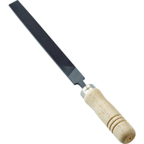 TRUSCO Metalworking File with Wooden Handle, Flat, Coarse, Blade Length 150, THI150-01-S, 1 Piece