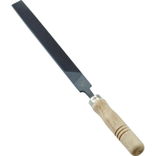 TRUSCO Metalworking File with Wooden Handle, Flat, Medium, Blade Length 200, THI200-02-S, 1 Piece