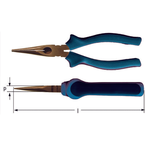 Ampco Swiss Explosion-proof Pliers Long North Cutting capacity: Iron wire 1mm, copper wire 4mm Total length 180mm EE1800B 1 piece