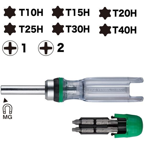 VESSEL 래칫 드라이버 토크스 8개 세트 TD-6808TX TD-6808TX 1 S