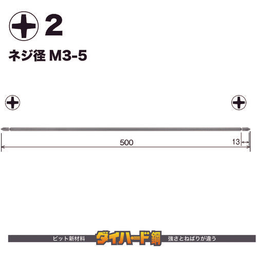 VESSEL Gosai bit (double head) +2 x 500mm GS142500 1 PK