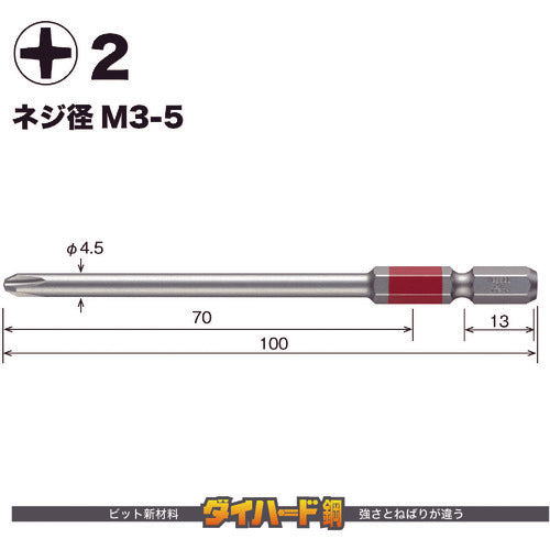 ＶＥＳＳＥＬ　剛彩ビット　５本組　（片頭）　＋２×１００ｍｍ　GS5P2100D　1 PK