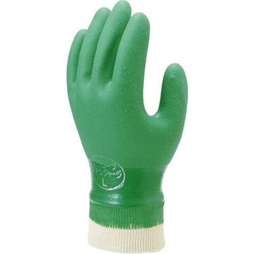 SHOWA PVC gloves No. 602 Green Jersey 2-pair pack, medium size, NO602-M, 1 bag