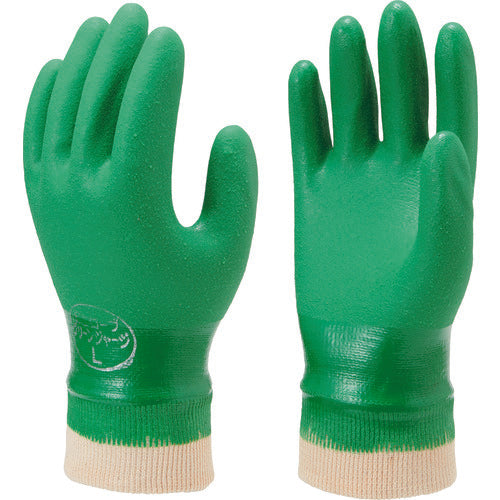 SHOWA PVC gloves No. 602 Green Jersey 2-pair pack, L size, NO602-L, 1 bag