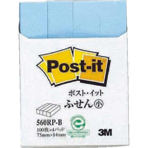 ３Ｍ　ポスト・イット　７５Ｘ１４ｍｍ　１００枚Ｘ４パッド　ブルー　560RP-B　1PK