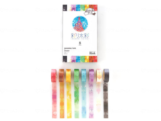 ﾘﾝﾚｲﾃｰﾌﾟ彩り水彩8色　ﾏｽｷﾝｸﾞﾃｰﾌﾟ