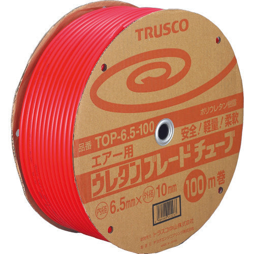 ＴＲＵＳＣＯ　ウレタンブレードチューブ　６．５Ｘ１０　１００ｍ　赤　TOP-6.5-100　1 巻