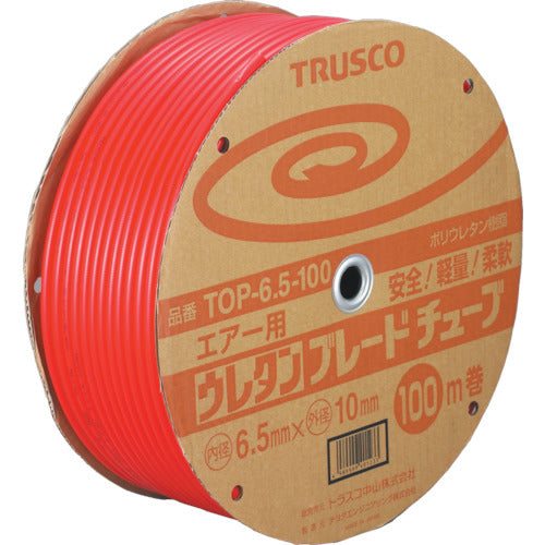 ＴＲＵＳＣＯ　ウレタンブレードチューブ　８．５Ｘ１２．５　１００ｍ　赤　TOP-8.5-100　1 巻