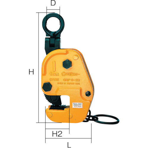 Super free-type horizontal lifting clamp (capacity: 0.5 ton) GVC0.5E 1 unit