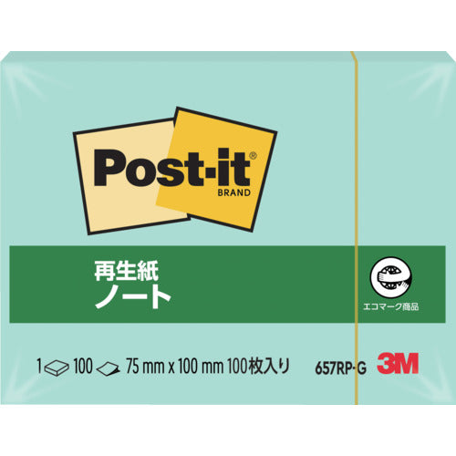 3M Post-it 75 x 100 mm 100 sheets Green 657RP-G 1PK