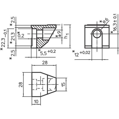 HALDER 클램프(공작기계용) 특수구금 플로팅클램프 M12용 표준구금, 하측 23320.0050 1개