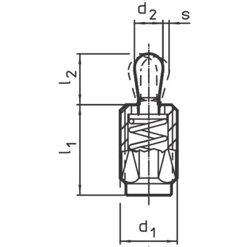 HALDER Steel spring pressure pin, male thread, SS, no seal, 12 x 19L, 22150.0335, 1 piece