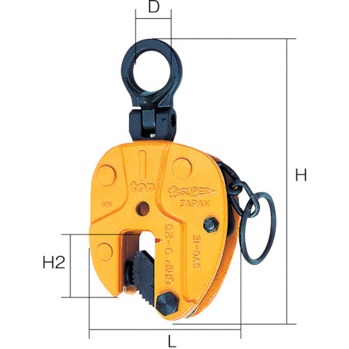 スーパー　タテ吊クランプ（ロックハンドル式・自在シャックルタイプ）　基本使用荷重０．３ｔ　SVC0.3E　1 台