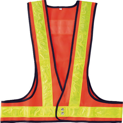 緑十字　ＬＥＤ安全ベスト　橙メッシュ地／赤ＬＥＤ／蛍光黄反射　ＬＥＤベスト−ＯＹ−Ｒ　フリーサイズ　238091　1着