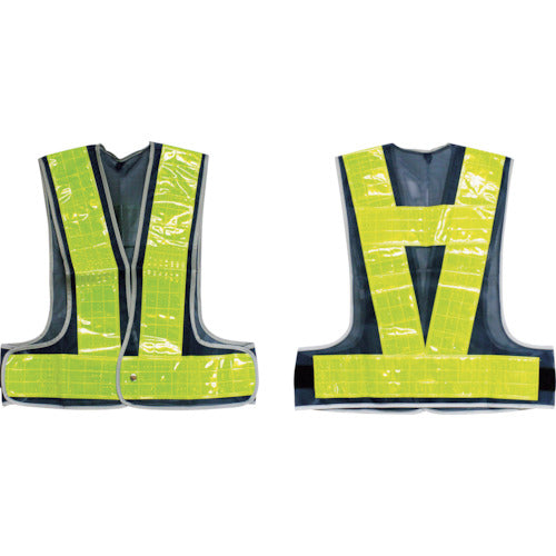Midori Juji Mesh Safety Vest (90mm wide reflective type) Navy/Fluorescent Yellow Reflective Free Size Safety Vest (Navy/Yellow) 238015 1 piece