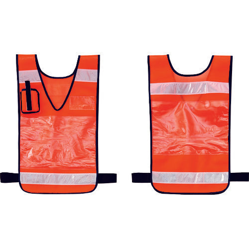 緑十字　差し込み式メッシュ安全ベスト　オレンジ　ＭＰＺ−１００ＹＲ　６００×３６０ｍｍ　反射材付　両面表示　237220　1枚